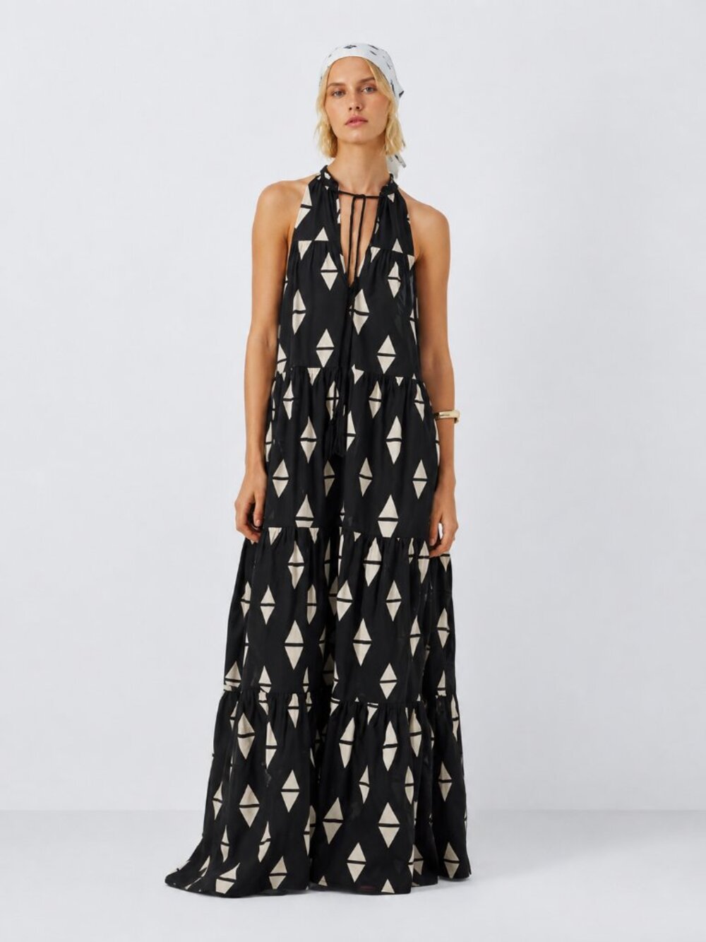 Cotton Halter Maxi Dress Black Ivory Beach Resort Dress